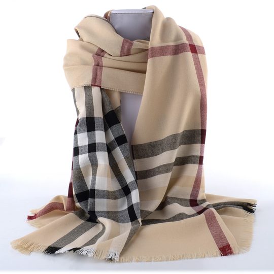 Fraas šál s kostkovaným vzorem béžový 631114-170