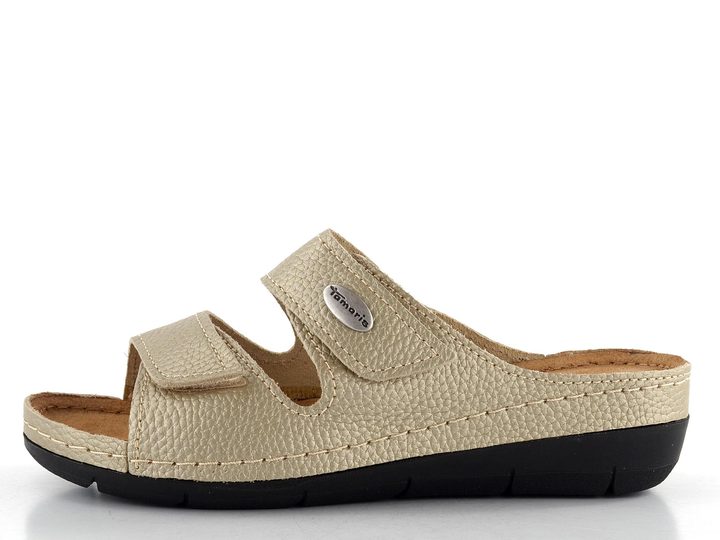 Tamaris fuzbetové pantofle metalické Light Gold 1-27510-41