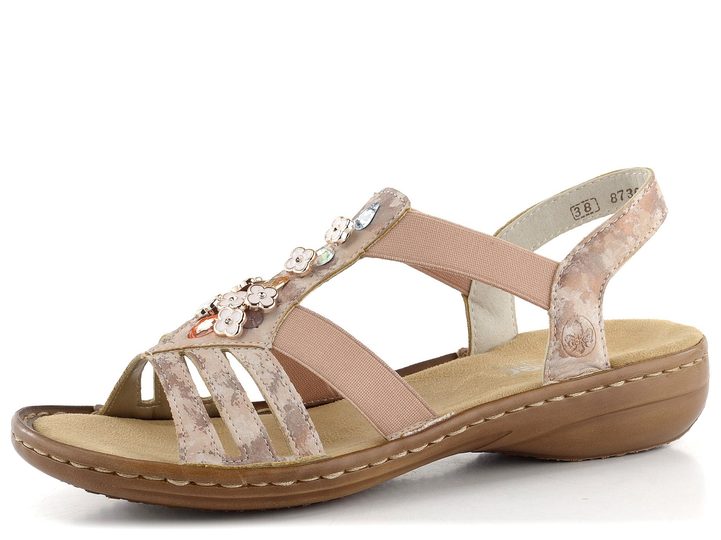 Rieker sandály růžové s bižuterií 60855-31