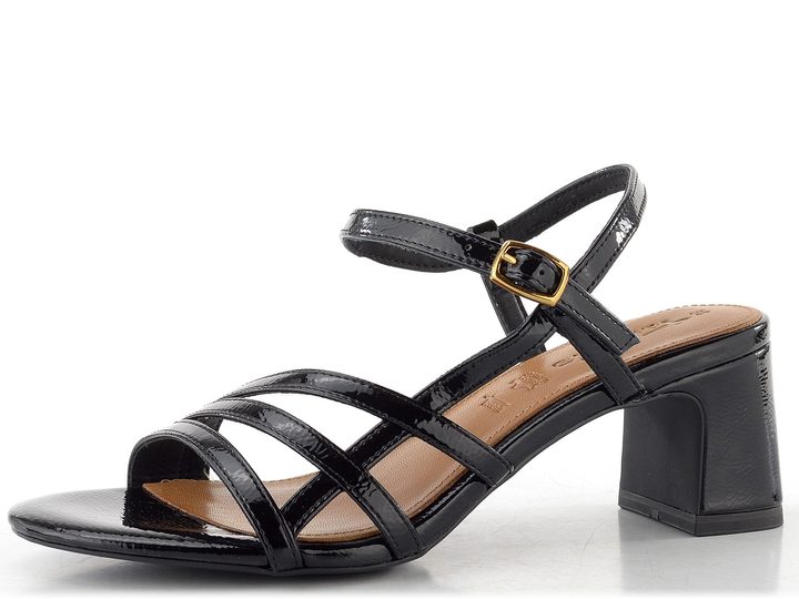 Tamaris lakované sandály na podpatku black patent 1-28350-46
