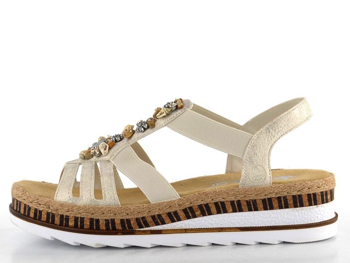 Rieker sandále na kline béžové V7949-90