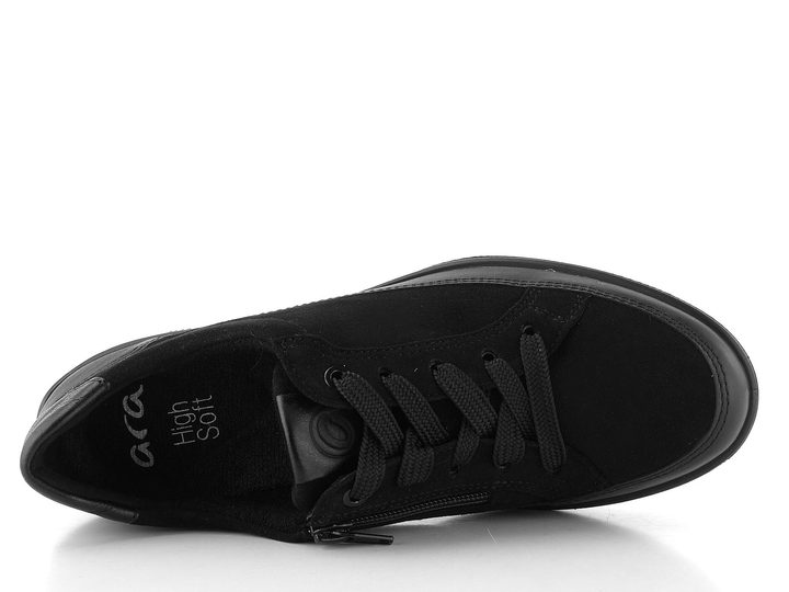 Ara širší šněrovací polobotky na klínu Zürich Black 12-50601-01