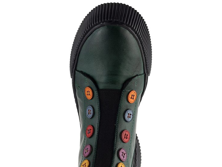 Karyoka dámský kotník s barevnými knoflíky tmavě zelený 3100-472