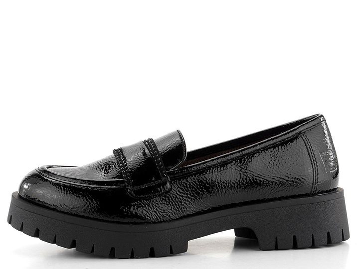 Bagatt lakované mokasíny černé s kamínky D35-AMF61-5764