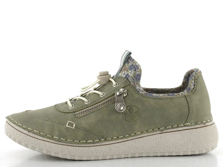 Rieker prozouvací polobotky s olivkou Schilf/Kornblume 50962-52