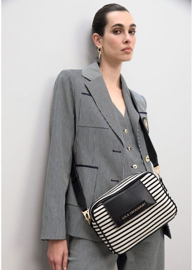 Lola Casademunt pruhovaná textilní crossbody kabelka LS2604089