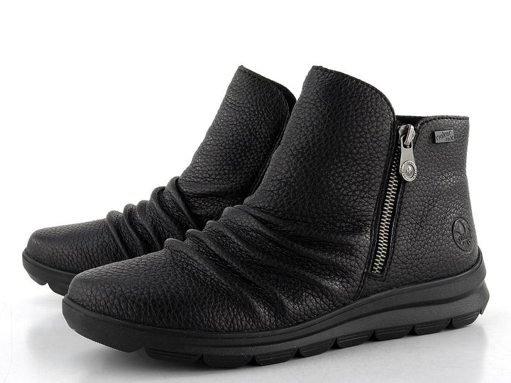 Rieker řasený kotník se zipem a membránou černý Z0056-00