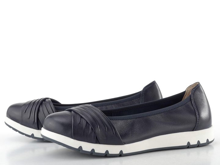 Caprice širší kožené baleríny ocean nappa 9-22118-44