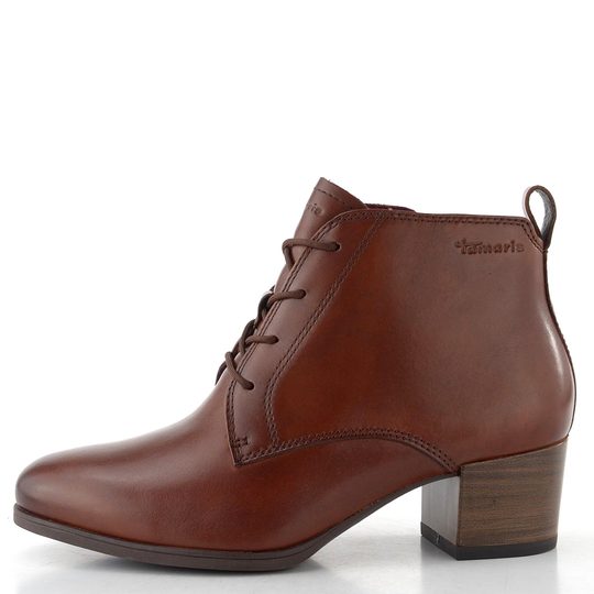 Tamaris kožený kotník na podpatku cognac 1-25131-43