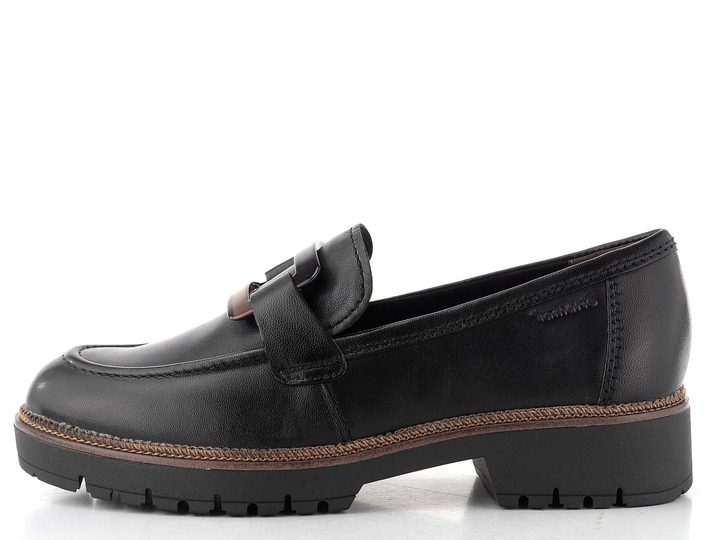 Tamaris mokasíny na vysokej podošve black leather 1-24722-43