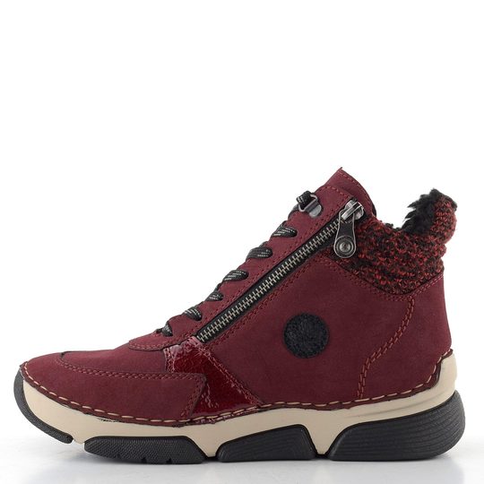 Rieker šněrovací kotník se zipem červený 45960-35