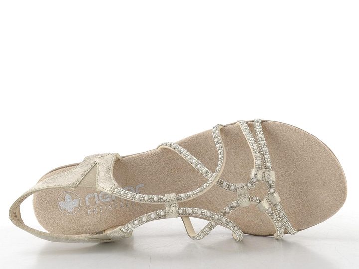 Rieker páskové sandály na podpatku beige-gold 64970-60