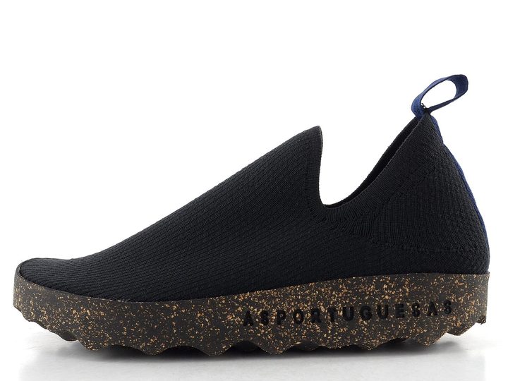 Asportuguesas prozouvací úpletové polobotky Care black P018019026