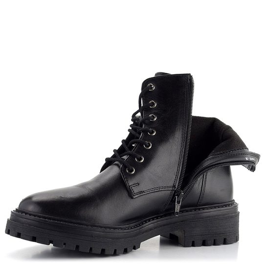 Geox členková obuv šnurovacia hladká čierna Iridea D16HRF00043C9999