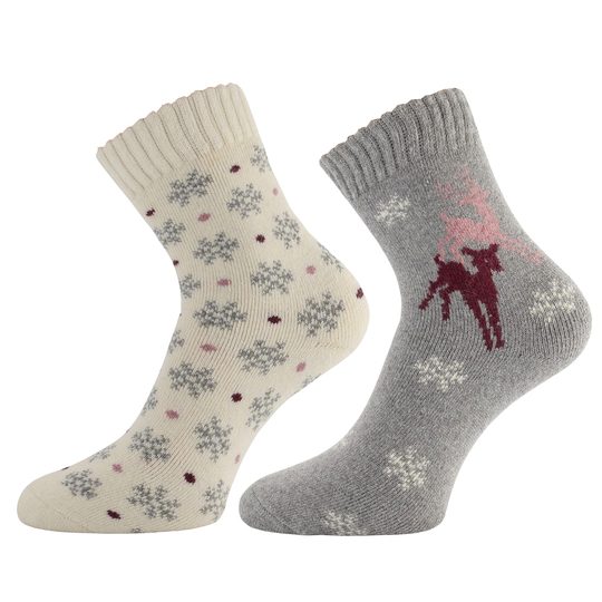 Dámské zimní ponožky s vlnou 2 páry šedé/krémové 37840