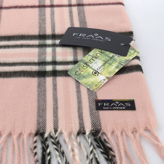 Fraas kašminkový šál s károvaným vzorem růžový 625391-410