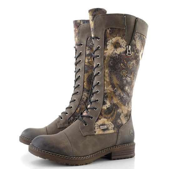 Rieker šnurovacie čižmy s membránou rauch/rauch-multi 94731-90