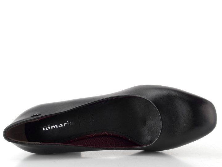 Tamaris lodičky se širokým podpatkem black leather 1-22437-47
