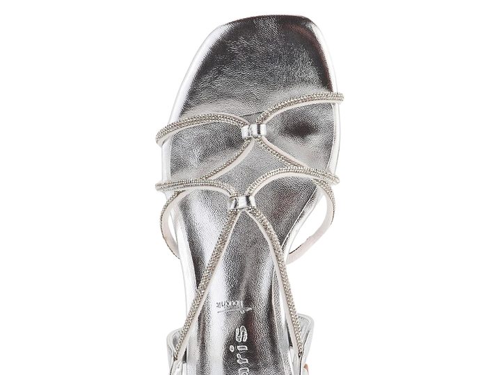 Tamaris metalické páskové sandály na podpatku Silver 1-28236-42