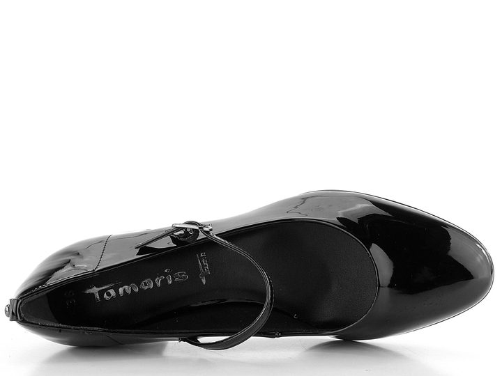 Tamaris lodičky so širokým podpätkom a priehlavkovým pásikom čierne 1-22312-43