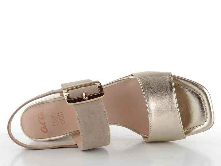 Ara dámske širšie sandále na podpätku Brighton Platin/Sand 12-20510-11