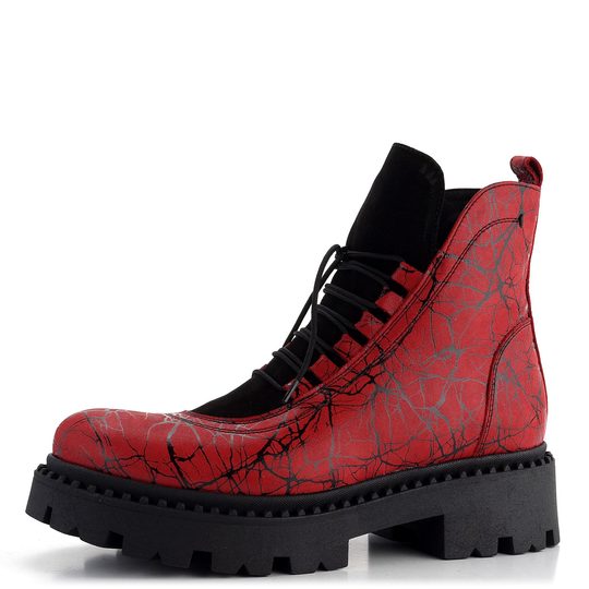 Barton kotník zateplený červený s černým potiskem 23104