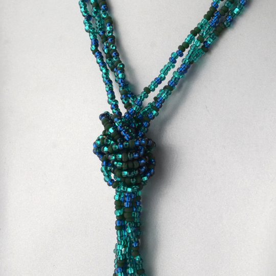 Náhrdelník rokajl dlouhý s uzlem zelený