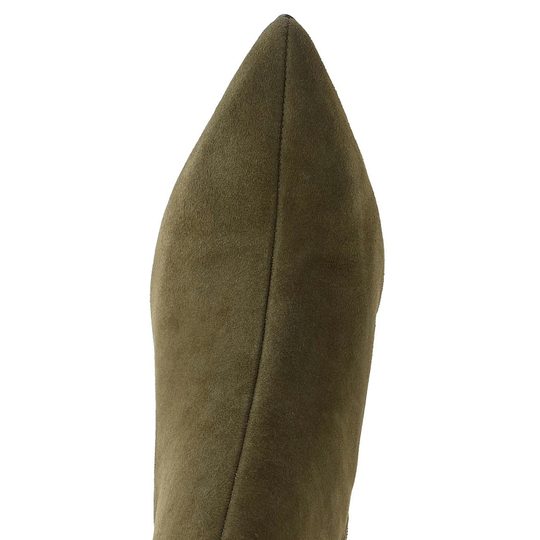 Tamaris elegantní kožený kotník na podpatku olive 1-25358-45