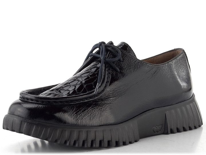 Wonders lakované šněrovací polobotky negro A-4423