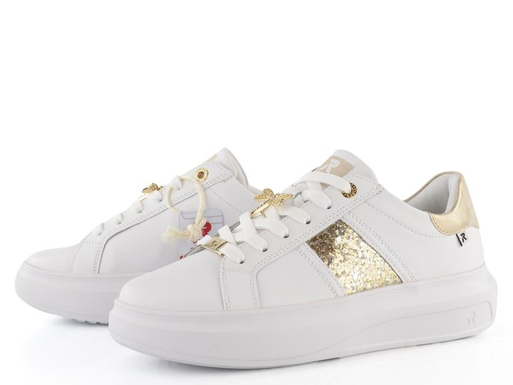 Rieker tenisky na platformě Weiss/Muschel/Gold-Silver W1202-82