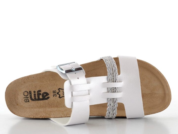 BIO Life fuzbetové pantofle na klínku perleťové bílé 2682.5 Greta/872