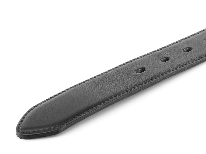 Černý kožený opasek se stříbrnou sponou 32 mm