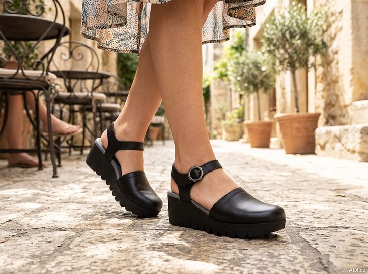 Fly London sandále na kline black P145385000