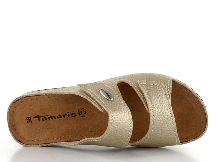 Tamaris fuzbetové pantofle metalické Light Gold 1-27510-41