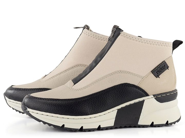 Rieker sportovnější kotník na klínu černý/krémový N6352-60