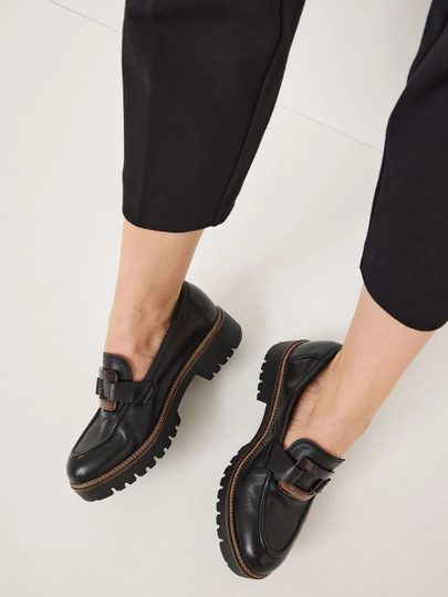 Tamaris mokasíny na vysokej podošve black leather 1-24722-43