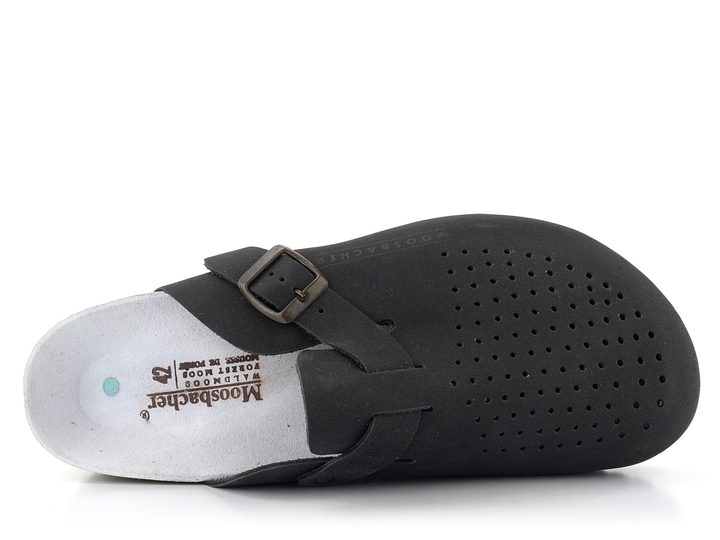 Moosbacher fuzbetové pantofle černé s plnou špičkou Holder 411