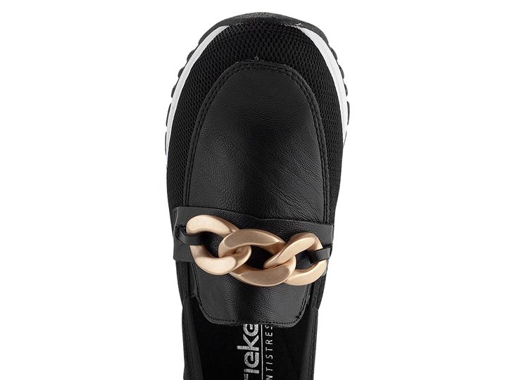 Rieker černé sportovní mokasíny s řetízkem N7458-00