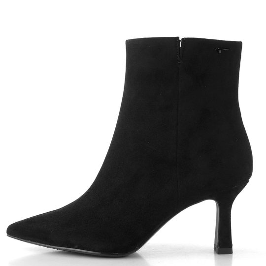 Tamaris elegantní kožený kotník na podpatku black 1-25358-45
