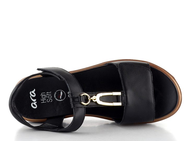 Ara sandály na platformě s klínkem Bilbao černé 12-33515-01