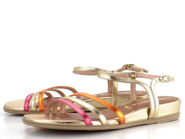 Tamaris pásikové sandále Gold Comb 1-28133-42