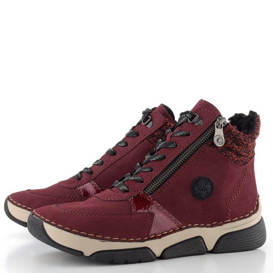 Rieker šněrovací kotník se zipem červený 45960-35