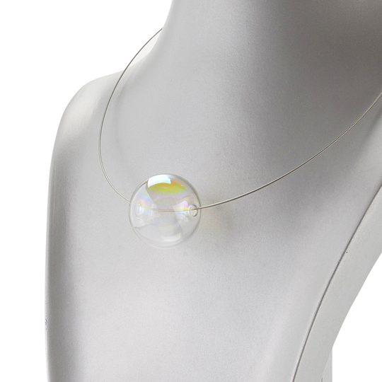 Náhrdelník/struna s jednou bublinou čirá+duhový pokov