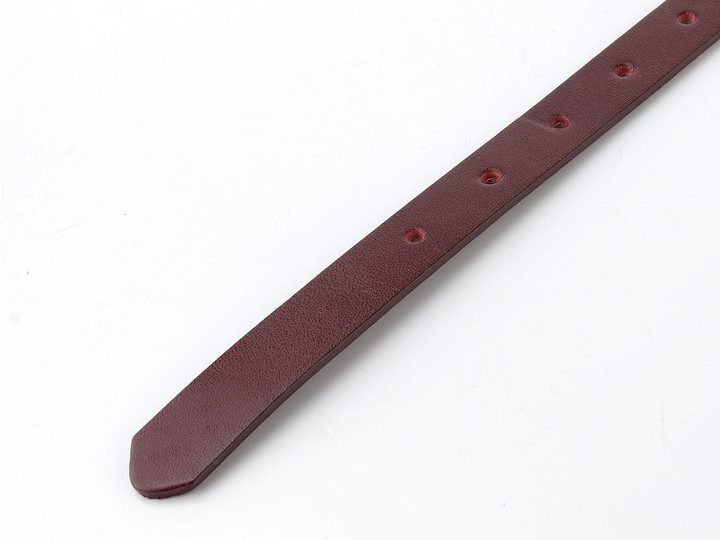 Dámský kožený opasek vínový se sponou ve zlaté barvě 203Z-95