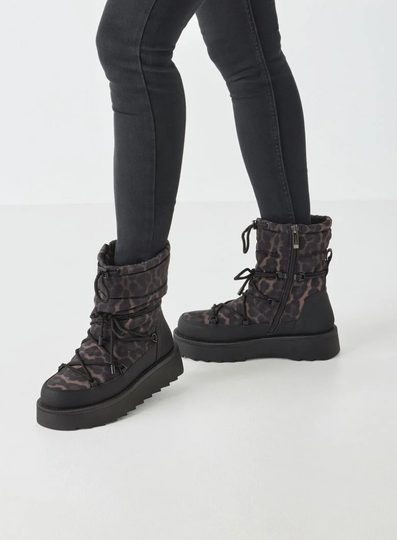 Tamaris zateplený prošívaný kotník na platformě 1-26846-45 black/leopard