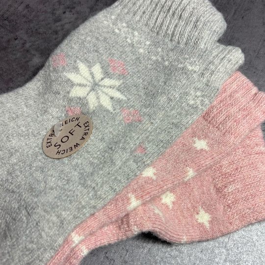 Dámské zimní ponožky s vlnou šedá/růžová 37884
