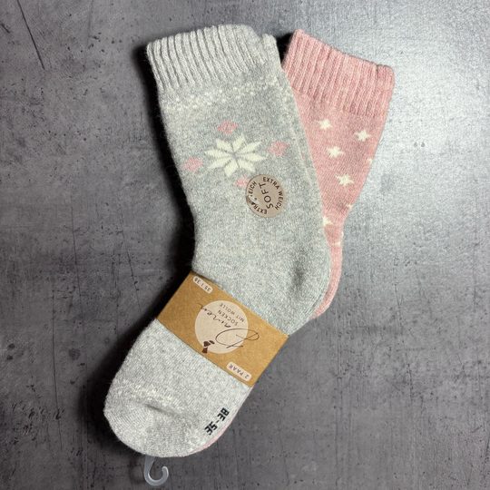 Dámské zimní ponožky s vlnou šedá/růžová 37884