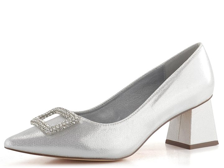 Menbur společenské lodičky s broží Plata/Silver 25877