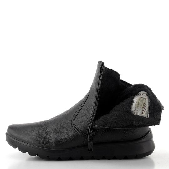 Ara širší kožený kotník s vnějším zipem Schwarz Toronto 12-40413-01