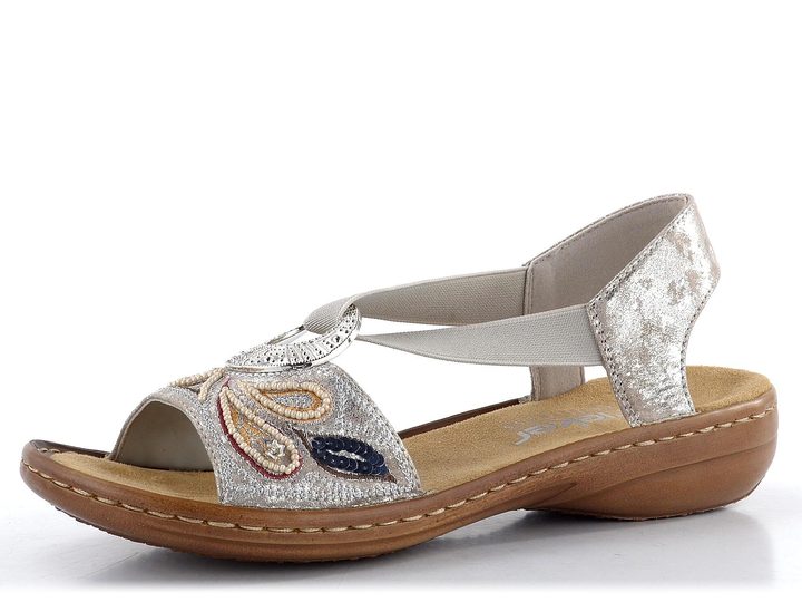 Rieker metalické sandále s gumičkou Rose-Metallic 608B4-90